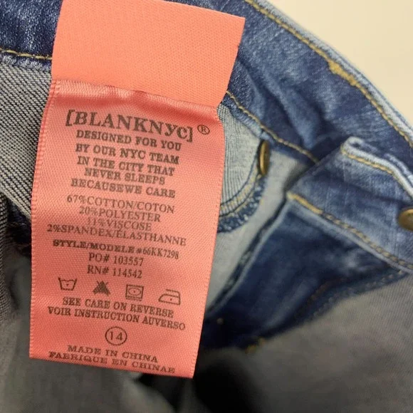 BlankNYC Jeans Girls Kids Size 14 The Mini Mercer Skinny Blue Denim Step Hem NWT - Picture 13 of 13